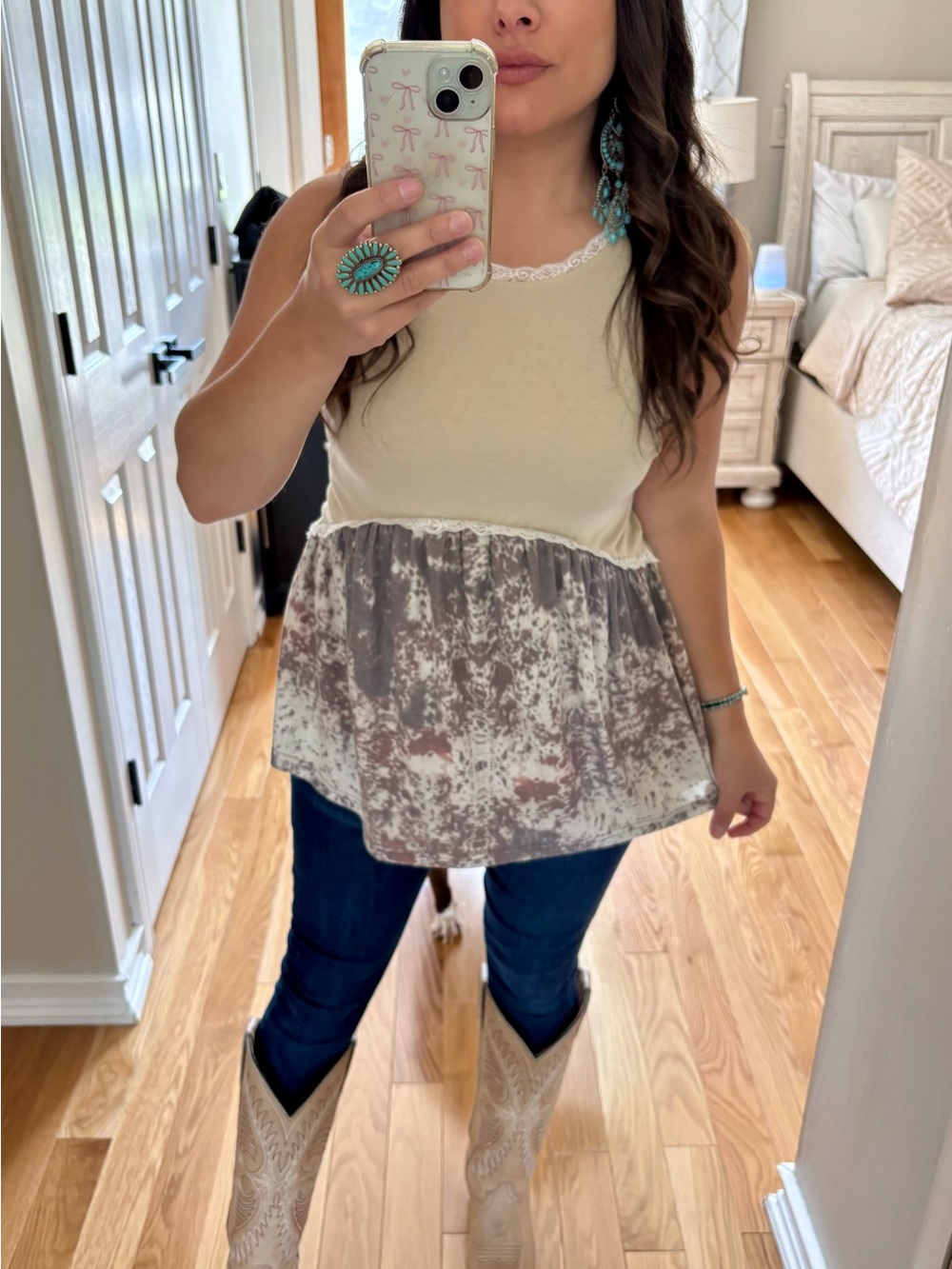 Crazy train cowgirl babydoll top